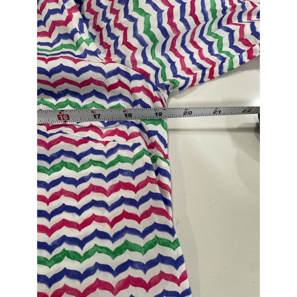 Talbots Top Women's XS Chevron Striped Cotton Blouse Tie Sleeve SI51 - Picture 4 of 5
